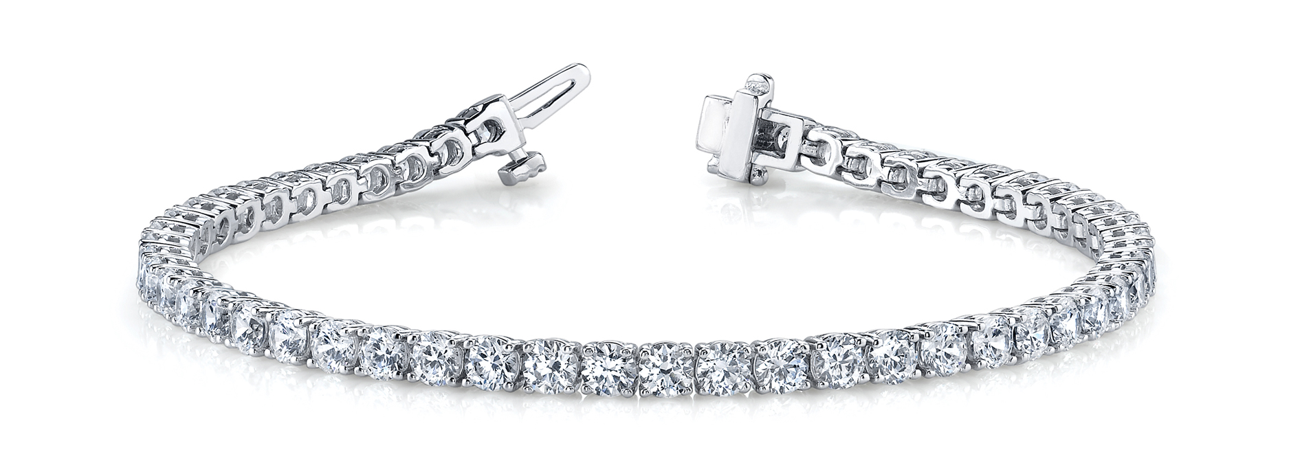 Lab-grown diamond tennis bracelet in 14K White Gold — 4.65 ct total weight across 62 round lab-grown diamonds