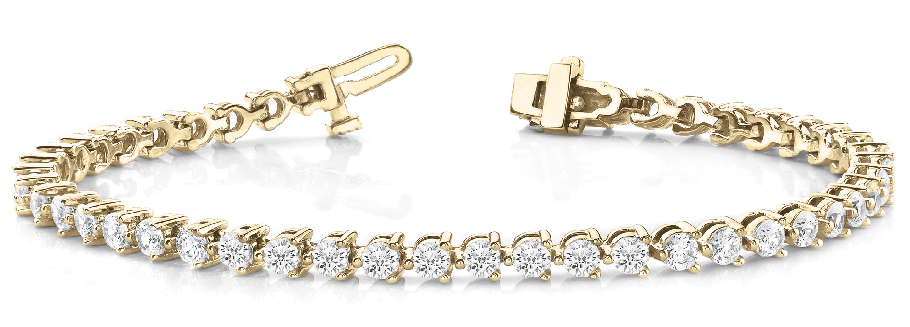 Lab-grown diamond tennis bracelet in 14K Yellow Gold — 12.40 ct total weight across 31 round lab-grown diamonds