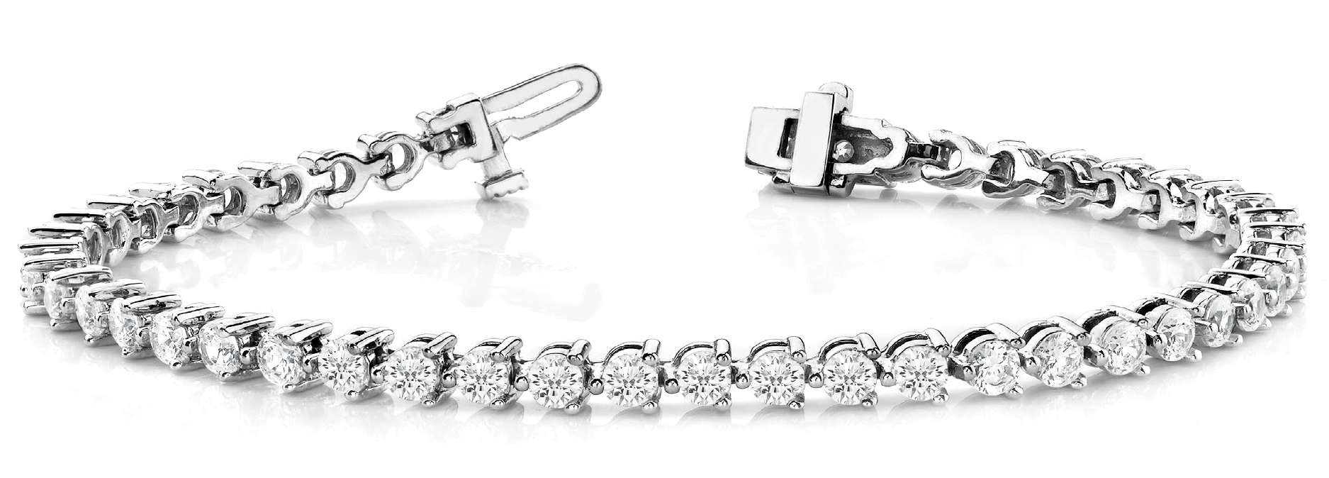 Lab-grown diamond tennis bracelet in 14K White Gold — 6.15 ct total weight across 41 round lab-grown diamonds